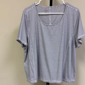 Talbots Black and White Striped Short Sleeve Top